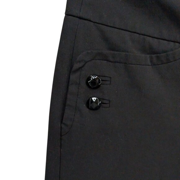 Cache Cropped Pants Womens Black Straight Leg Cuffed Flat Front Size 8 - Picture 7 of 12